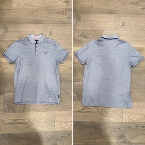 Ted Baker | Short Sleeve Blue and White Striped Polo Shirt | Size 6